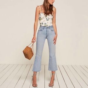 Reformation Mid Crop Flare Jeans Sky Blue Size 28